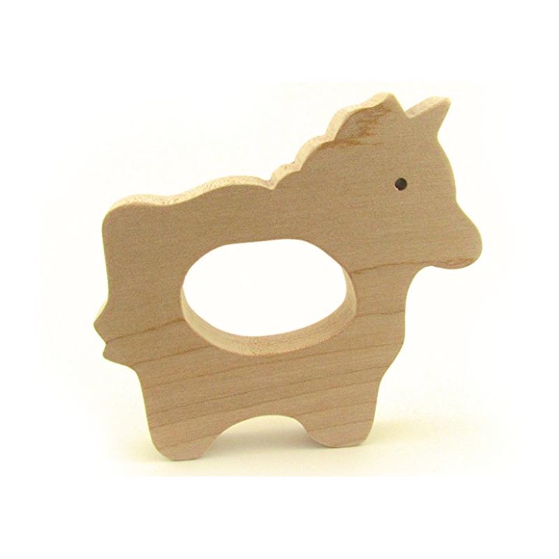 Solid Maple Wood Baby Unicorn Teether
