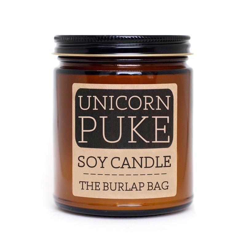 Burlap Bag Unicorn Puke candle