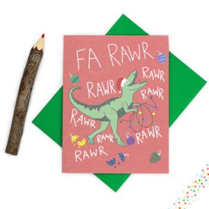 Fa Rawr Rawr T Rex Holiday Card