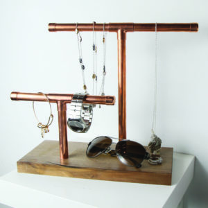 double copper pipe jewelry display stand