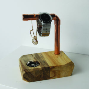 Copper pipe jewelry stand with ring dish